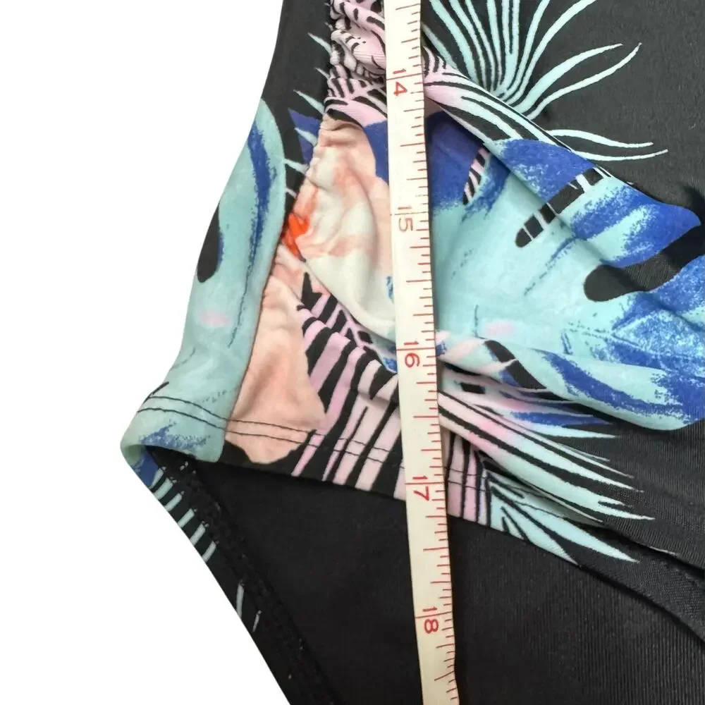 DKNY Tropical Floral Halter One Piece Swimsuit Tummy Control M Est. No Size Tag - Picture 7 of 9